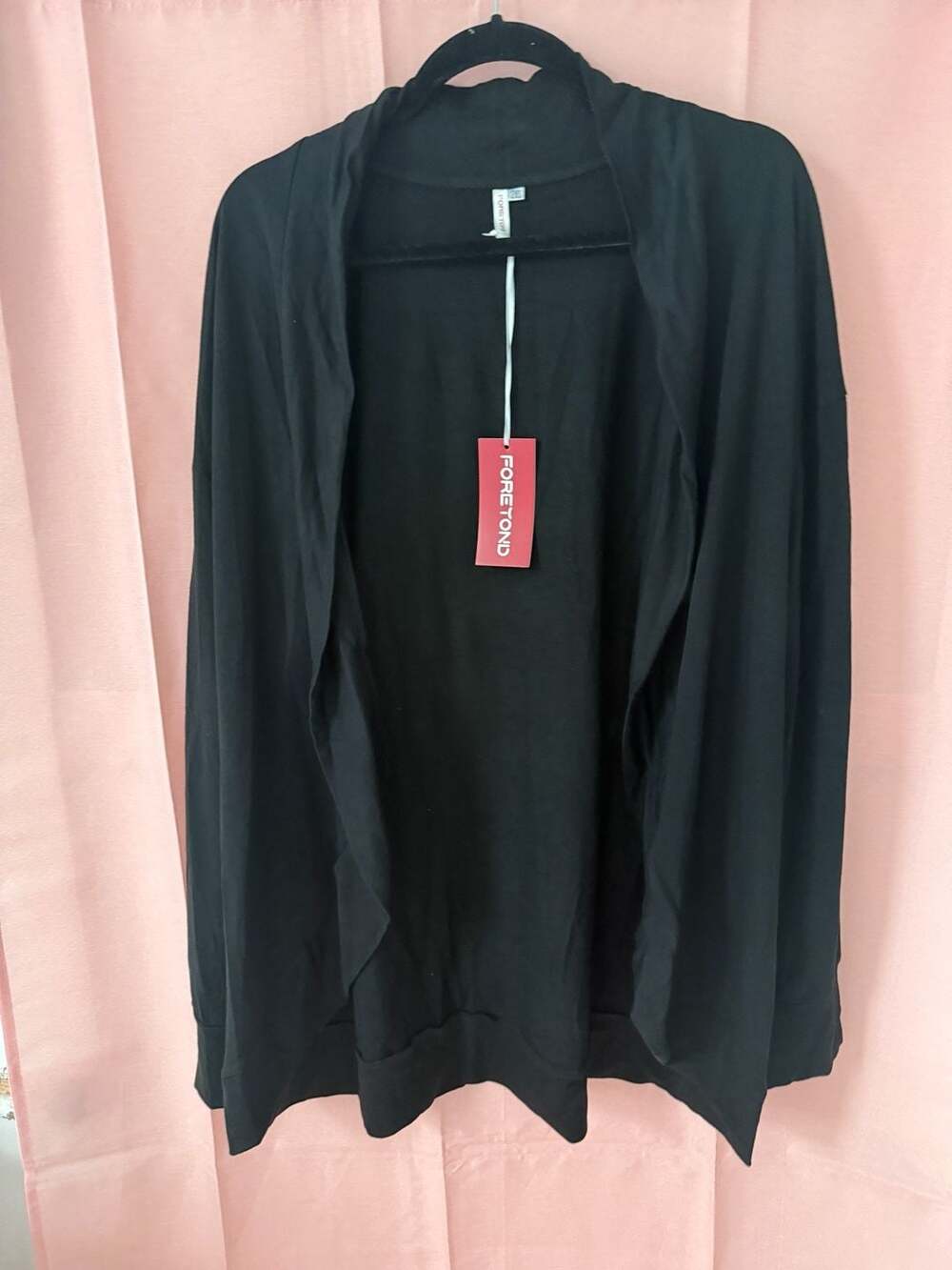 FORETOND Women's Black Long Sleeve Open Front Cardigan